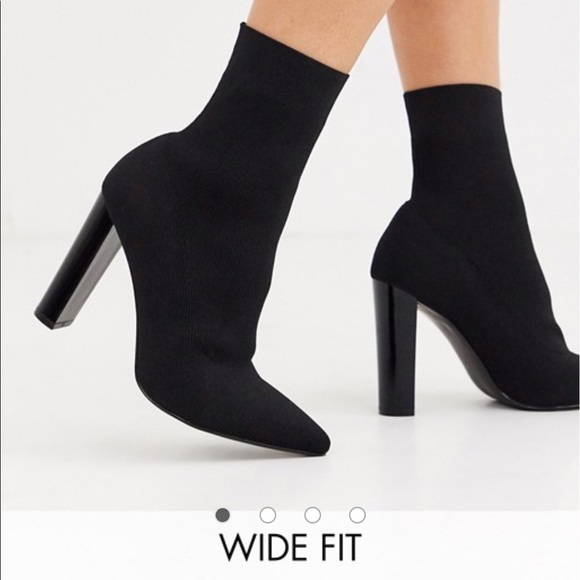 Asos black sock booties sz 9 wide - Picture 2 of 5